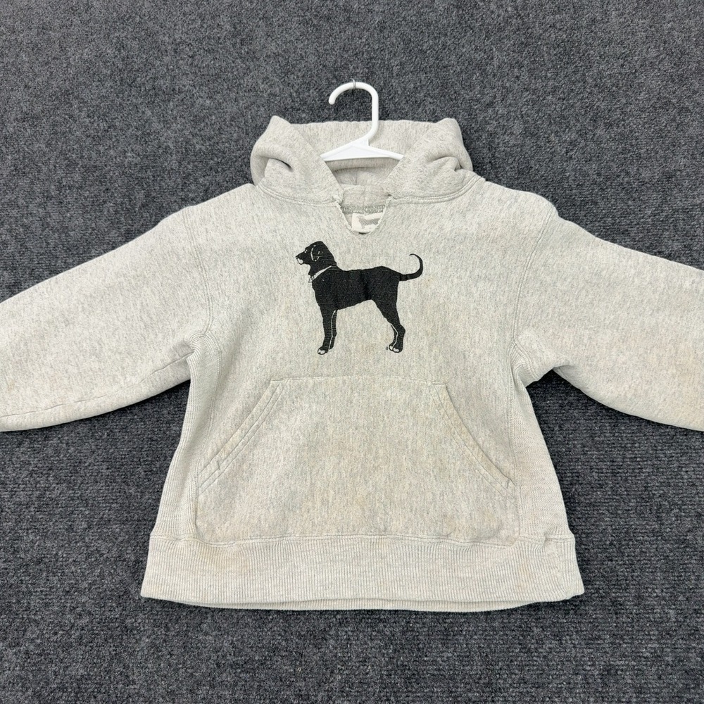 Vintage The Black Dog Hoodie Kids Gray Cotton Graphic Distressed Streetwear